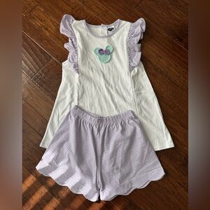 Kids set with Ruffle Sleeves - White and Purple